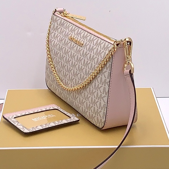 MICHAEL KORS GIFTABLE SHOULDER BAG & CARD HOLDER BOXED SET POWDER BLUSH GLITTER - Picture 4 of 15